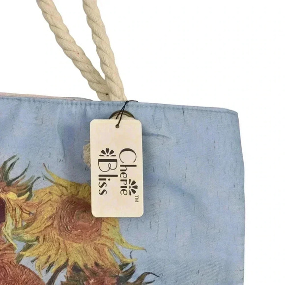 NWT Cherie Bliss Sunflower Van Gogh Tote Shoulder Bag Floral Purse - Picture 5 of 10